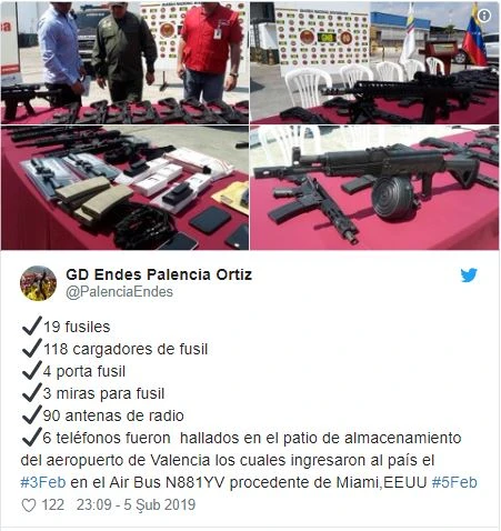 Venezuela'da ABD silahları ele geçirildi